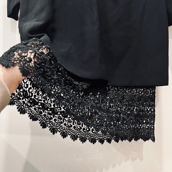 Vintage Rouie Black Lace Minimalist Modest Midi Sheath Dress Made in Canada sz M - Picture 4 of 8